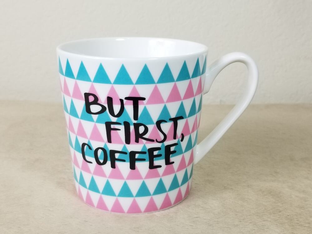 Clay Art Coffee Mug Teacup Large 16oz Ceramic White Pink 4 1/4" Collectible